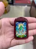 Pingente de Cinábrio Natural Genuíno Thangka Cinco Senhores Zhong Kui Três Deuses Claros da Riqueza Joia Dinheiro dos Cinco Imperadores Taoístas Deus Guardião