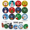 Pegatinas de Graffiti de Copos de Nieve Navideños Coloridos Transfronterizas 12 Patrones de Dibujos Animados Redondos 1 pulgada Paquete de Regalo para Fiesta de Festival de Año Nuevo