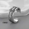 Anillo Vintage Combinado Apilado para Hombre Desgastado Distintivo Moderno Anillo Individual Anillo Dividido Plata Anti-Tailandesa Anillo de la Risa