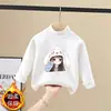 Camiseta de Felpa para Niña de Manga Larga 2026 Otoño/Invierno Nueva Elegante Ropa Interior Ropa Infantil Camiseta Base Cálida de Cuello Semi-Alto para Niña