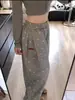Calça de Moletom Plus Size 150kg com Laço e Bolinhas para Mulheres, Estilo Fino Primavera e Verão, Casual Ampla de Cintura Alta e Perna Reta