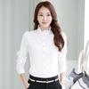 Camisa blanca de color liso para primavera, forrada de polar/sin forro polar, calidad Tmall, moda coreana, versátil, manga larga de gasa para mujer