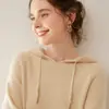 Nuevo Suéter de Cachemira para Otoño e Invierno para Mujer con Capucha Tejido Básico Suéter Pulóver Holgado y Versátil Suéter de Manga Larga Sudadera Simple