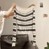 Fábrica de Suéteres Fuente Dalan cárdigan base de punto a rayas de hombros descubiertos para mujer otoño top ajustado de hombros descubiertos