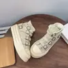 Zapatos de Lona con Velcro Estilo Hong Kong Vintage Nuevo Otoño 2024 Zapatos de Plataforma de Lona Zapatos de Lona Altos Diseño de Nicho para Mujer