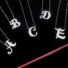 Seu nome meu sobrenome 26 Letras T Quadrado colar de diamantes cheio ao vivo Francês Inglês carta pingente atacado