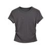 Camiseta de manga corta con lentejuelas y cuello redondo estilo Spice Girl estilo americano para mujer, diseño nuevo de verano 2024, top básico Sense que combina con todo.