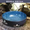 Lavabo Cerámico de Encimera Redondo de una sola cubeta Estilo Europeo Retro Lavabo Artístico Lavabo para Baño del Hogar
