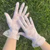 Guantes de Sol para Mujer de Encaje Negro Grandes Sexys de Malla Fina para Boda de Verano