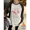 2024 Nueva Camiseta de Manga Larga Estilo Perezoso para Mujer Estilo Coreano Diseño Retro de Trapos Camisa Base Interior Top Engrosado