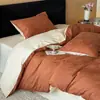 Conjunto de Quatro Peças de Algodão Escovado Outono/Inverno Luxo Leve Tecido Grosso Jacquard Capa de Edredom Lençol de Cama Aconchegante e Quente para a Pele