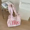 Bolso de Lona con Letras Estilo Perezoso para Mujer, Simple y de Alta Gama, Bolso Tote de Gran Capacidad, Bolso de Hombro Versátil para el Viaje Diario Casual