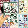 8 Collage Cambiaformas Día de Muertos Mexicano Dibujo Animado Pintado Manualidad DIY Decoración para Teléfono Móvil Cuaderno Pegatinas Impermeables