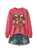 Amazon Wish Estação Independente Moda Casual Feminina Laço Pingente de Papai Noel Gola Redonda Moletom Comércio Exterior