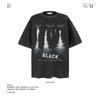 Camiseta de manga curta com estampa de reflexo de figura divertida americana em algodão pesado 250 gramas, verão masculino e feminino folgada marca da moda high street atacado