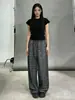 Pantalones Populares Estampados Brillantes de Pierna Ancha para Mujer, Nueva Moda Primavera y Verano Casual Versátil Caídos Adelgazantes Sueltos Rectos