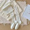 Calcetines de color liso hasta la pantorrilla para mujer, otoño e invierno, cálidos, microcompresión, adelgazantes para las piernas, estilo JK japonés, con zapatos pequeños de cuero, calcetines largos integrados