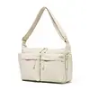 Bolsa transversal de nylon com zíper e múltiplos bolsos estilo japonês, leve, à prova d'água, de grande capacidade, com um design estiloso