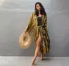 2022 Nueva Blusa de Playa Transfronteriza de Amazon con Estampado Tie-dye Cardigan Protector Solar Blusa Exterior para Bikini para Mujeres