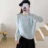 Suéter de Punto Suave y Sedoso Estilo Coreano Cuello Redondo Flor Estéreo Otoño e Invierno Nuevo Color Sólido que Reduce la Edad Holgado Versátil Aspecto Adelgazante Suéter para Mujer