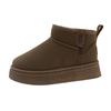 Botas de neve femininas de pele de fundo grosso 2024 outono e inverno novas botas de algodão quentes com forro de lã acolchoadas antiderrapantes sapatos de algodão do norte