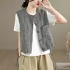 Chaleco de Cuadros Diseño sin Mangas Holgado Talla Grande Chaleco Moda Primavera Verano Delgado Top para Mujer