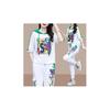 Estação Europeia 2026 Verão Novo Conjunto Esportivo Casual Blusa com Capuz Estampada Loose e Calça Patchwork com Design Inspirado