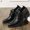 Sapatos Derby Masculinos de Bico Quadrado e Salto Alto, Sapatos Mágicos Vintage Desgastados com Solado Grosso e Aumento de Altura, Sapatos de Couro com Cadarço Estilo Britânico e Salto Grosso