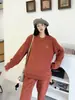 Moletom Pulôver de Veludo Austríaco Espesso Dupla Face com Gola Redonda para Mulheres Bordado de Manga Longa Moda Solto com Efeito Emagrecedor Top