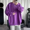 Sudadera de color liso con cuello redondo para hombre 2025, moderna, holgada, sin capucha, top tipo jersey, primavera y otoño, fina, marca de moda, talla grande, Chaqueta