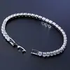 Popular Tenis Transfronterizo Tenis Cadena Hip-Hop Popular Zirconia de Diamante Completo Joyería de Fila Única Redonda Pulsera Amazon Europa y América