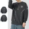 Moletom masculino de outono e inverno, solto e grosso, sem zíper, gola redonda, camiseta de manga comprida, tamanho grande, moderno e versátil
