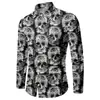 Camisa de Manga Longa Casual Masculina Solta Respirável Série Halloween 3D Impressa com Moldura de Caveira Europeia e Americana Transfronteiriça