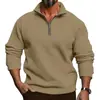 Sudadera Casual Popular de Otoño e Invierno para Hombre, Color Sólido, Manga Larga, Cremallera Media Europea y Americana, Talla Grande, Versátil, Cuello Alto