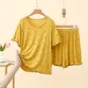 Pijama de Modal Delgado de Verano con Estampado de Estrellas y Volantes para Mujer, Conjunto de Dos Piezas Holgado para Estar en Casa, Adecuado para Usar al Aire Libre