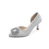 Zapatos de Tacón Alto para Mujer 2025 Verano Nuevo Diseño Nicho Zapatos Franceses de Punta Tacones de Aguja Zapatos Pequeños Fragantes de Pedrería