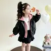 Chaqueta de cuero sintético estilo coreano para niñas, top de moda de primavera y otoño 2026 para niñas pequeñas