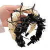 Diadema Elegante de Lunares con Lazo y Plisados de Gama Alta para Mujer, con Dientes para Agarre Antideslizante, Hace que la Cara Parezca Más Pequeña, Accesorio para el Cabello