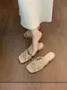 Primeiro Encontro com as Sandálias Femininas de Bico Aberto, Tiras Finas, Laço, Salto Bloco Nicho, Gentis e Elegantes, Perfeitas para Combinar com Vestidos, Sandálias Romanas Slip-On