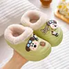 Pantuflas de Algodón para Niños y Padres Impermeables Más Terciopelo Dibujos Animados Cálidas Pantuflas Niños Ropa de Exterior Invierno Felpa Zapatos con Agujeros Niñas