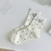 Meias brancas femininas estilo coreano de cano médio ins da moda JK girl estilo japonês fofo desenho animado de cachorrinho meias de estudante meias de algodão