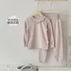 Conjunto de Pijama Infantil con Estampado Completo de Conejo Panadero Otoño 2026, Nuevo Top y Pantalones de Lana Elástica de Cuello Redondo para el Hogar Otoño-Invierno