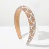 Faixa de Cabeça He Ming Estilo Barroco Retrô Europeu e Americano Cheia de Diamantes e Pérolas Faixa de Cabeça de Aba Larga Elegante Versátil Acessório de Cabelo de Luxo Leve para Mulheres