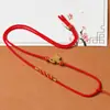 Colgante de Cuerda Trenzada de Jade Hecho a Mano Colgante de Buda Cuerda Collar de Ámbar Cuerda Colgante de Oro Cuerda Roja Benmingnian