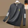 Moletom masculino pulôver para outono e inverno de 2025, estilo novo para adolescentes, corte solto, forrado com fleece, peso pesado, jaqueta sem capuz, versátil
