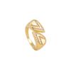 Anillo Abierto Cruzado Diseño en Forma de V Estilo Francés Lujo Ligero Zirconia Microincrustada Forma de Gota de Agua para Mujer Suministro Transfronterizo Europeo y Americano