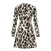 Amazon Primavera y Otoño nuevo vestido de mujer anudado estilo europeo y americano sexy estampado de leopardo vestido de gasa en stock Mujer