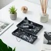 Bandeja de joyería de polvo de mármol natural del fabricante, adorno de decoración del hogar, bandeja de cosméticos para habitación de modelo de hotel