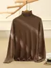 Suéter de Cachemira 100% Cachemira Pura Cuello Mock Suéter de Cachemira Lana Engrosada Holgado Manga Larga Camisa Base Tejida