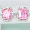 Venda quente transfronteiriça simulação joia de diamante rosa romântico conjunto de três peças colar brincos anel